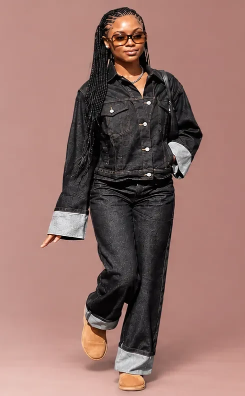 Minimalist Blush Studio Denim Fashion Portrait (2)